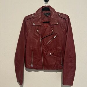 Love Tree Burgundy Faux Leather Jacket